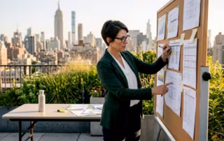 Project manager reviewing material schedule documents