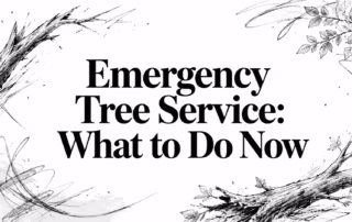 Emergency Tree Service: What to Do Now title framed by hand-drawn branches for storm-damaged tree safety guidance