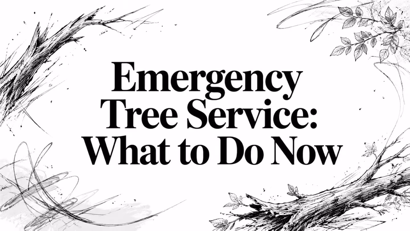 Emergency Tree Service: What to Do Now title framed by hand-drawn branches for storm-damaged tree safety guidance